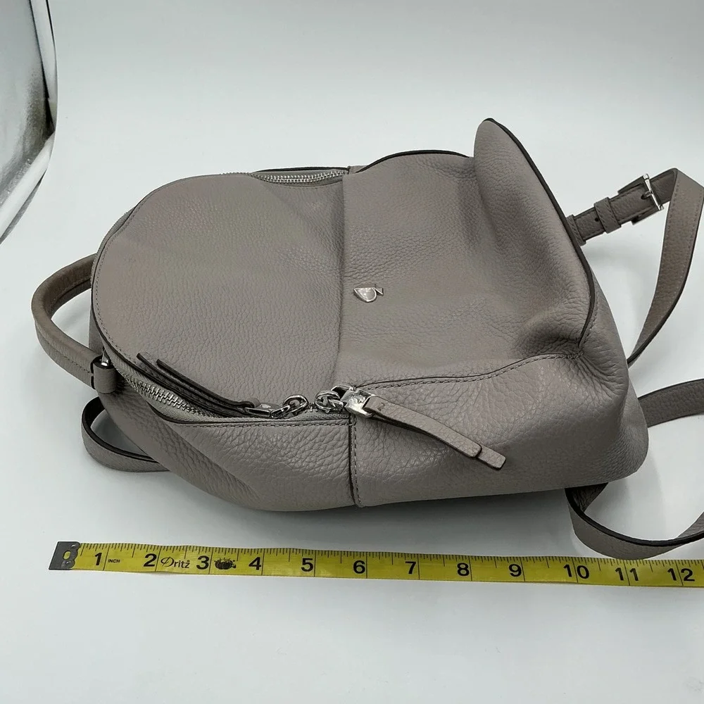 Kate Spade New York Pebbled Leather Dome‎ Backpack Taupe Grey Silver Hardware